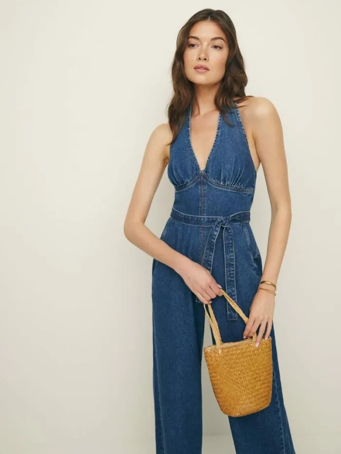 The Reformation Elena Denim Jumpsuit Indio 8211 Clothing