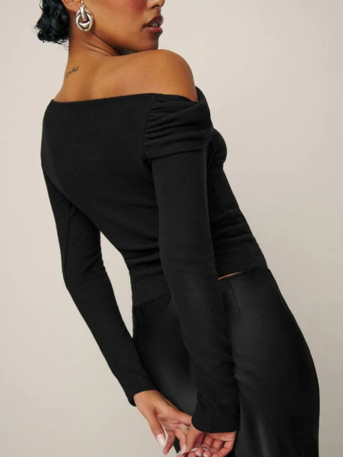 The Reformation Elio Knit Top Black 8211 Clothing