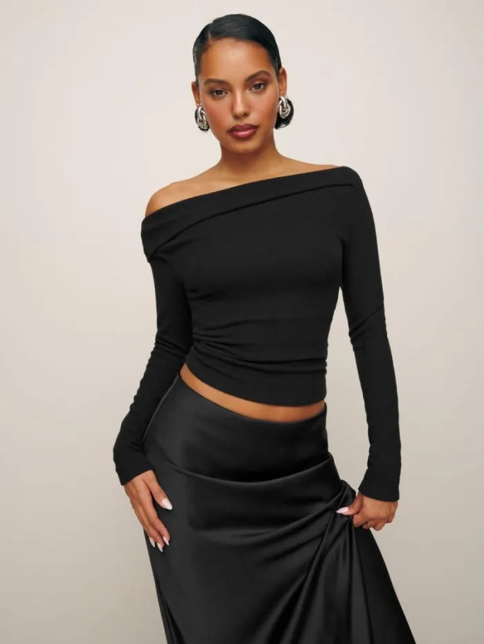 The Reformation Elio Knit Top Black 8211 Clothing