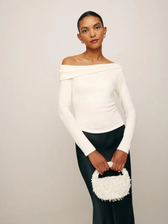 The Reformation Elio Knit Top Fior Di Latte 8211 Clothing