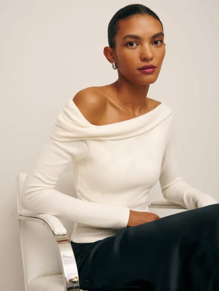 The Reformation Elio Knit Top Fior Di Latte 8211 Clothing