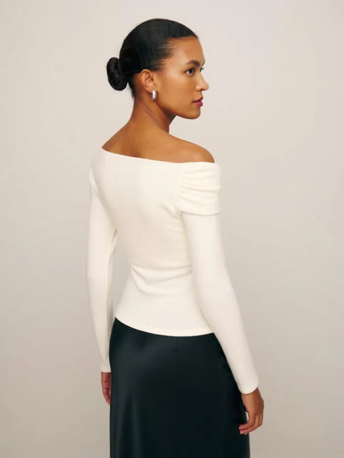 The Reformation Elio Knit Top Fior Di Latte 8211 Clothing
