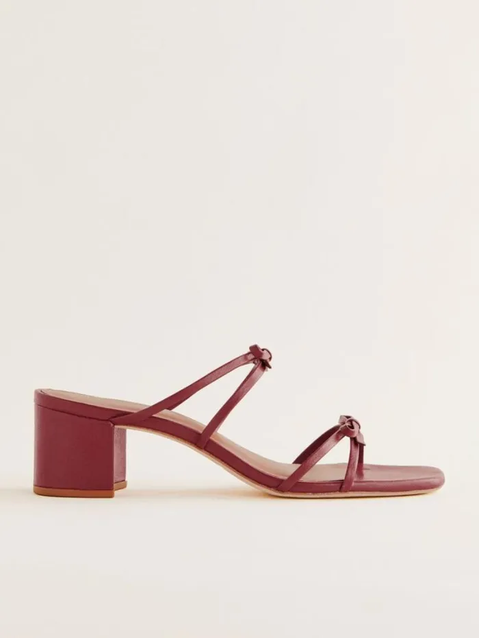 The Reformation Elodie Block Heeled Sandal Brick Red Leather 8211 WeddingsShoes