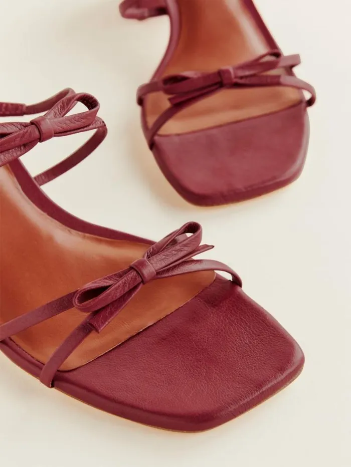 The Reformation Elodie Block Heeled Sandal Brick Red Leather 8211 WeddingsShoes