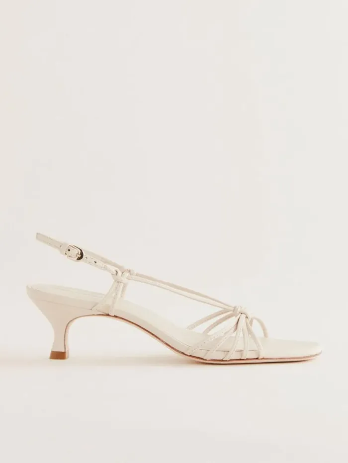 The Reformation Emmy Heeled Sandal Almond Leather 8211 WeddingsShoes