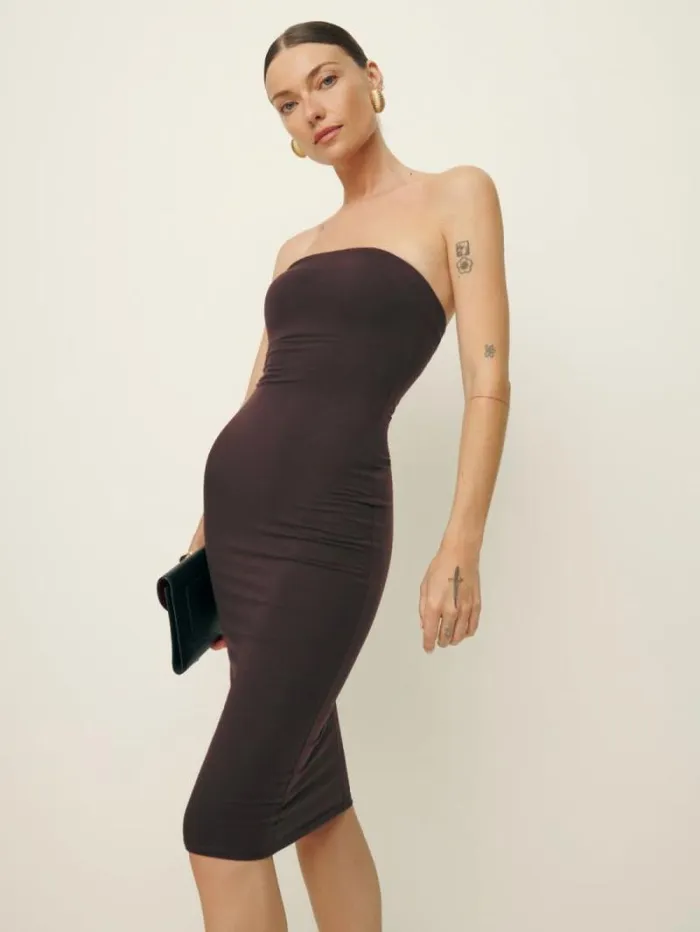 The Reformation Etta Knit Dress Mole 8211 Clothing
