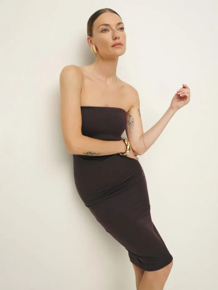 The Reformation Etta Knit Dress Mole 8211 Clothing