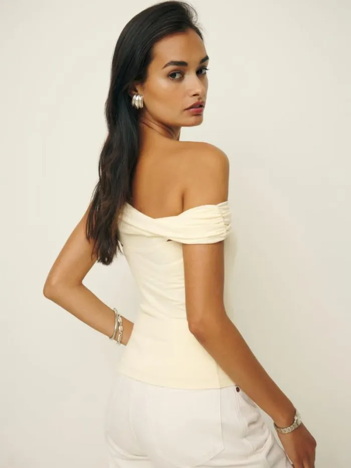 The Reformation Eve Knit Top Sugar 8211 Clothing