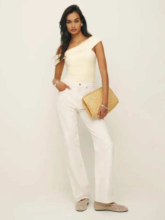 The Reformation Eve Knit Top Sugar 8211 Clothing