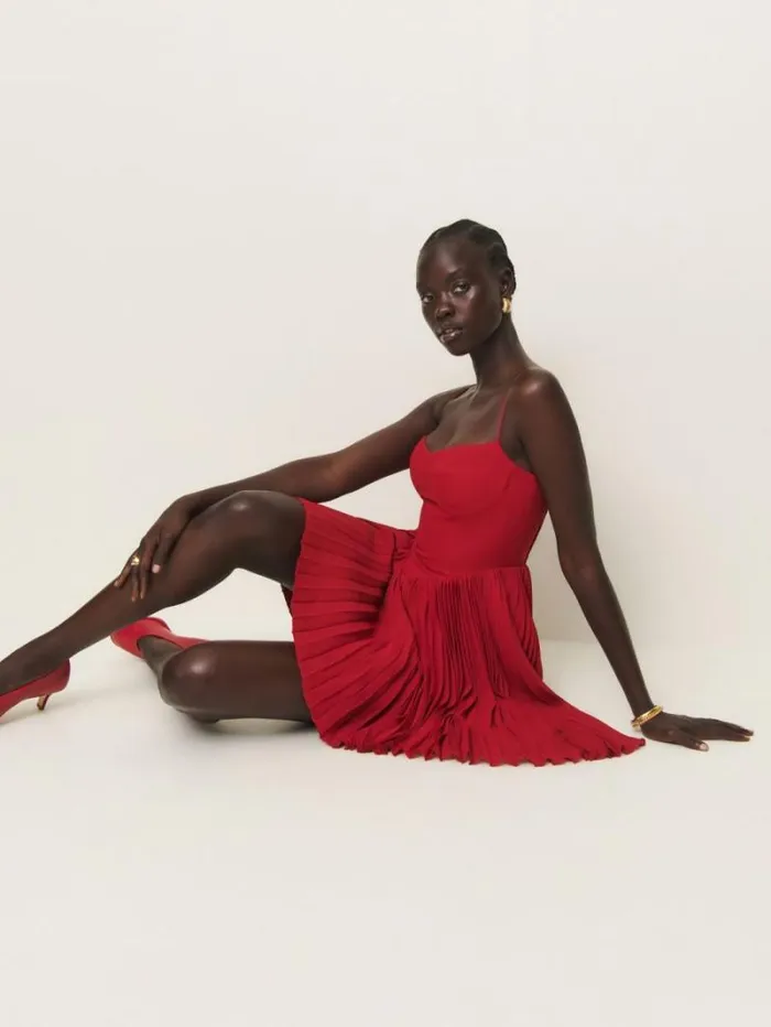 The Reformation Ezlynn Dress Sangre 8211 Clothing