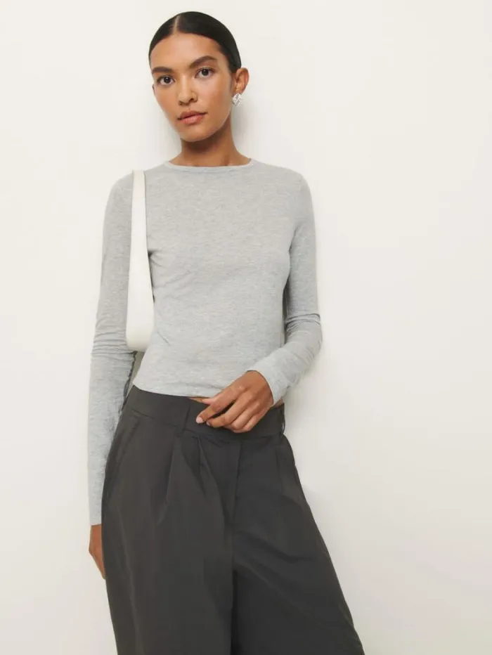 The Reformation Ezra Slim Fit Long Sleeve Heather Grey 8211 Clothing