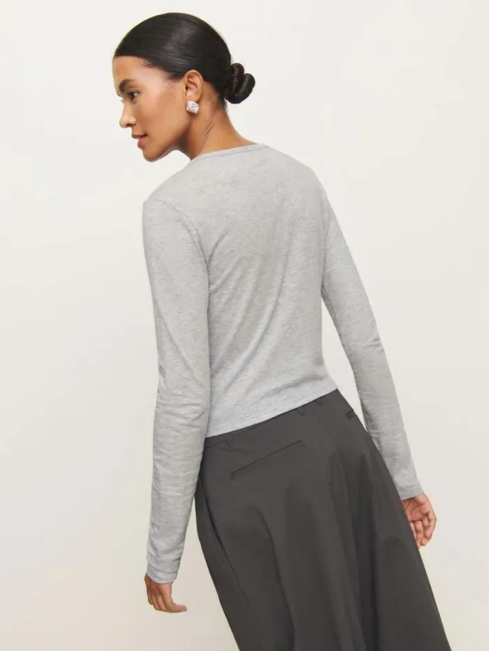 The Reformation Ezra Slim Fit Long Sleeve Heather Grey 8211 Clothing