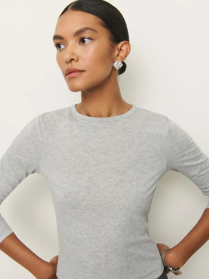 The Reformation Ezra Slim Fit Long Sleeve Heather Grey 8211 Clothing