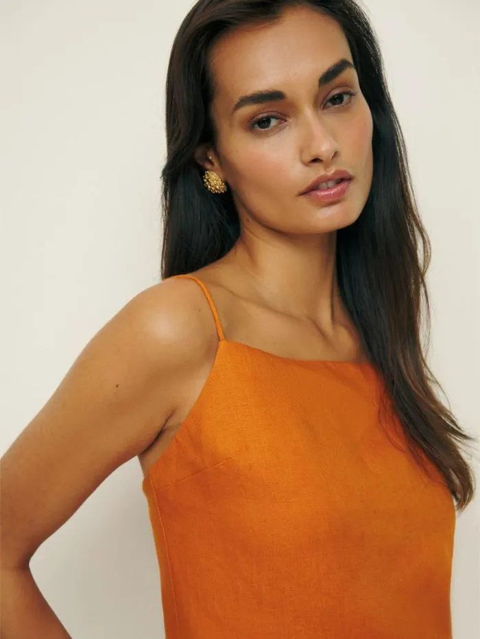 The Reformation Fable Linen Top Nectarine 8211 Clothing