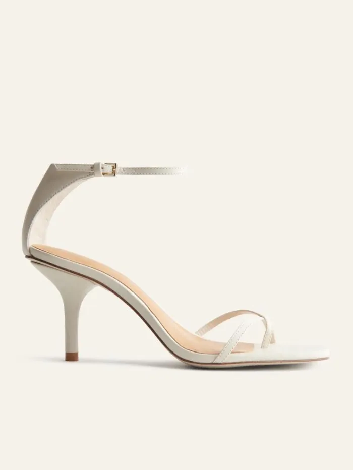 The Reformation Gigi Strappy Mid Heel Sandal Almond 8211 WeddingsShoes