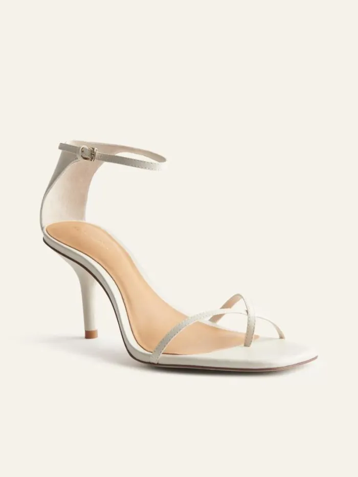 The Reformation Gigi Strappy Mid Heel Sandal Almond 8211 WeddingsShoes