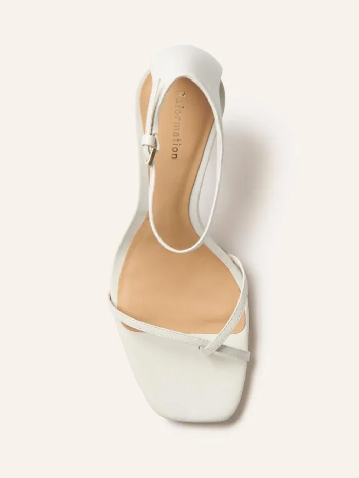 The Reformation Gigi Strappy Mid Heel Sandal Almond 8211 WeddingsShoes