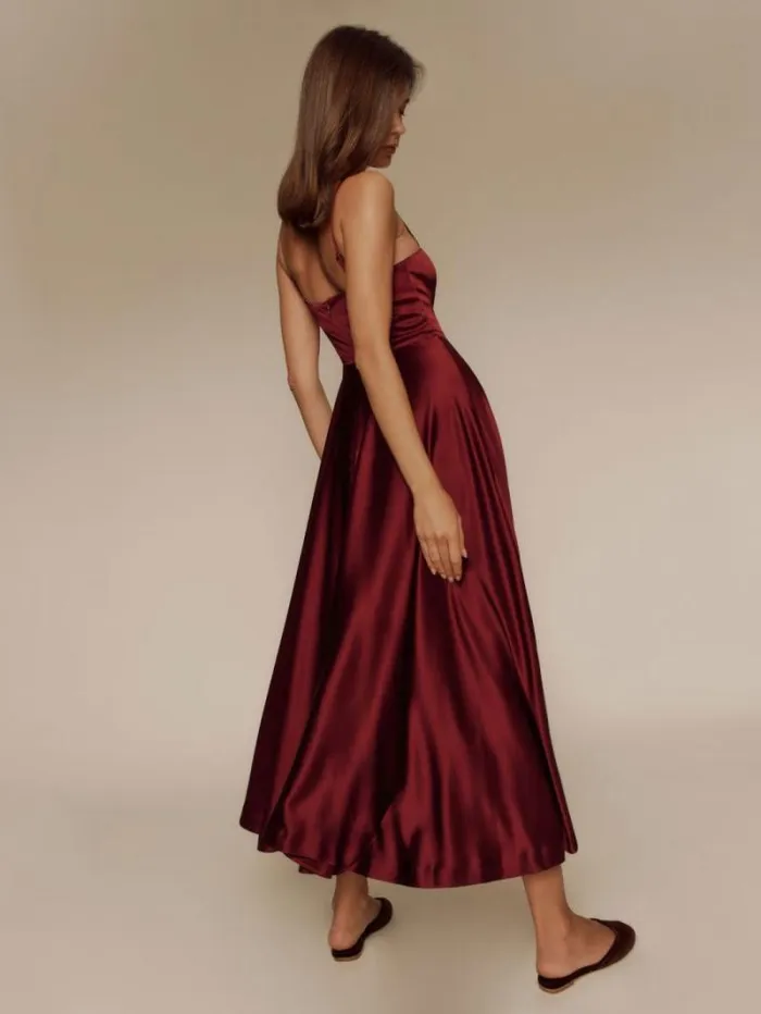 The Reformation Gracen Satin Dress Chianti 8211 Weddings
