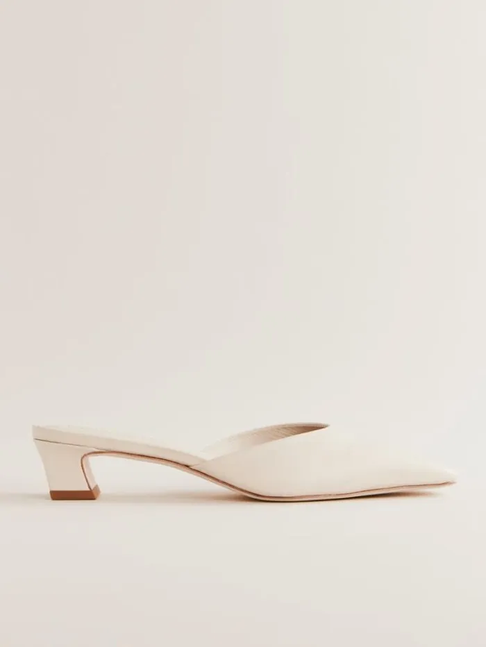 The Reformation Heather Block Heeled Mule Almond Leather 8211 Shoes