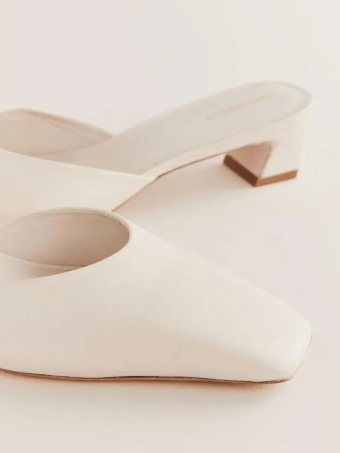 The Reformation Heather Block Heeled Mule Almond Leather 8211 Shoes