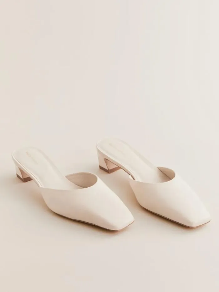 The Reformation Heather Block Heeled Mule Almond Leather 8211 Shoes