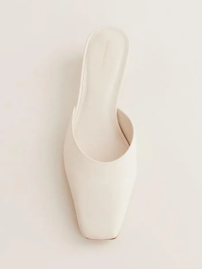 The Reformation Heather Block Heeled Mule Almond Leather 8211 Shoes