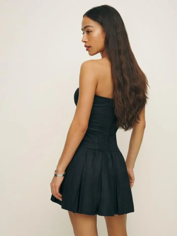 The Reformation Isabeli Linen Dress Black 8211 Clothing
