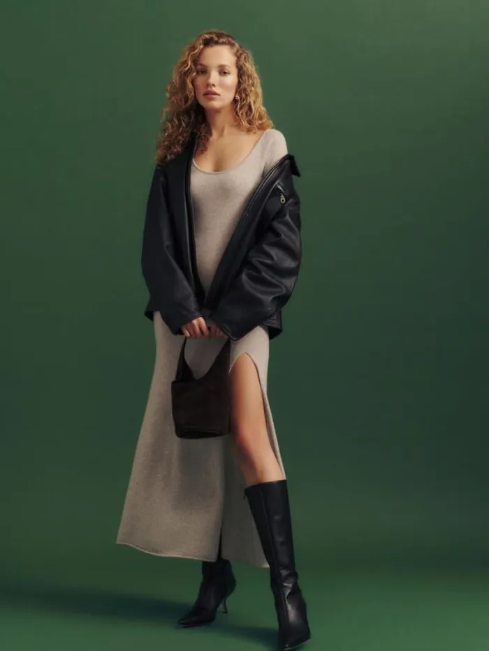 The Reformation Jennita Cashmere Dress Barley 8211 Clothing