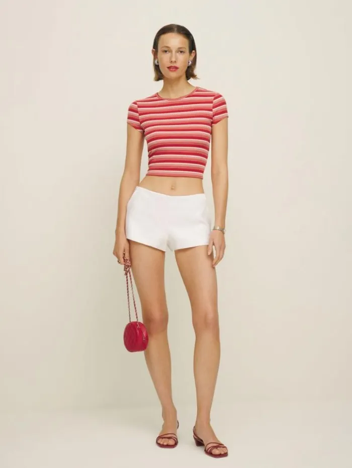 The Reformation June Low Rise Linen Short White 8211 Clothing