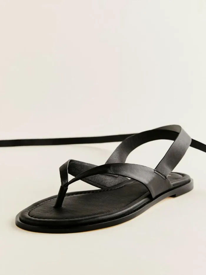 The Reformation Justine Lace Up Thong Sandal Black Leather 8211 Shoes