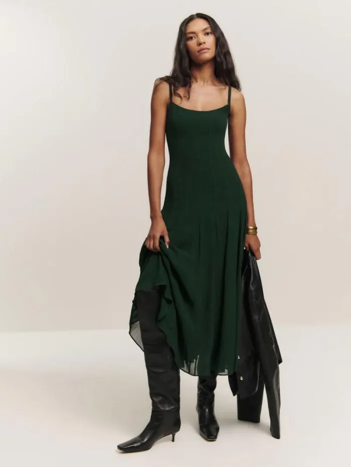 The Reformation Katalina Dress Forest 8211 Clothing