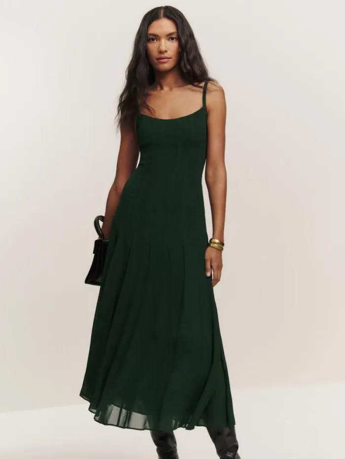 The Reformation Katalina Dress Forest 8211 Clothing