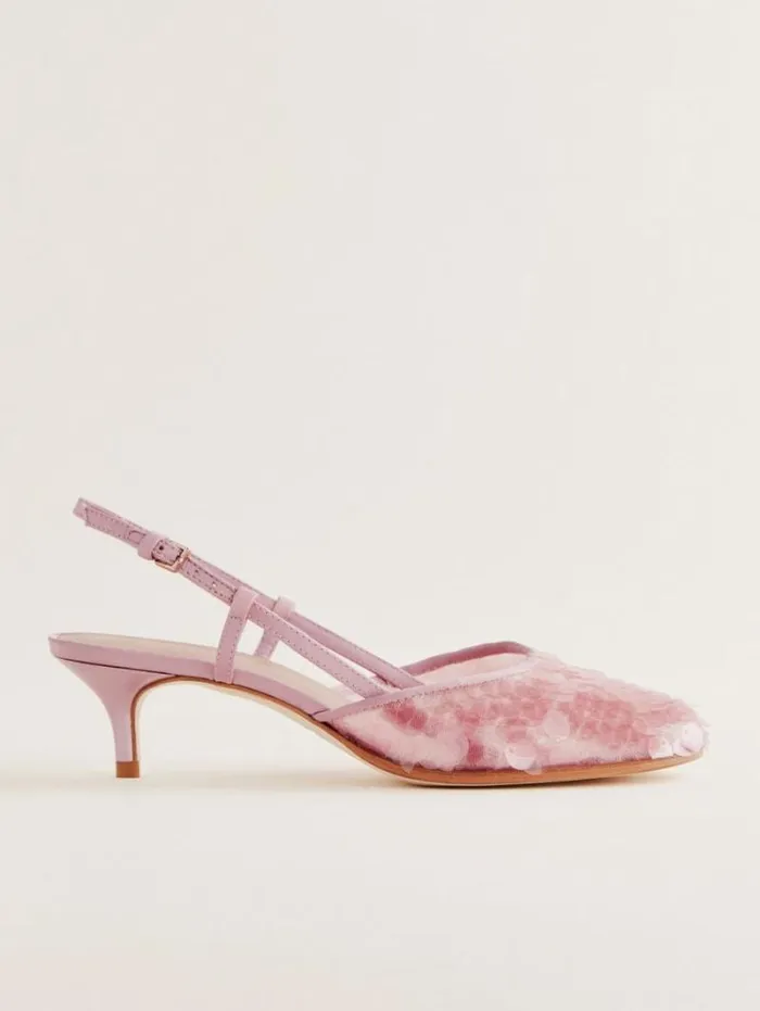 The Reformation Kendall Slingback Heel Magnolia Sequin 8211 WeddingsShoes