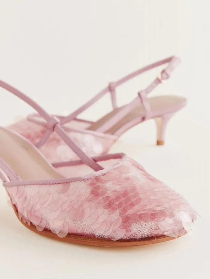 The Reformation Kendall Slingback Heel Magnolia Sequin 8211 WeddingsShoes