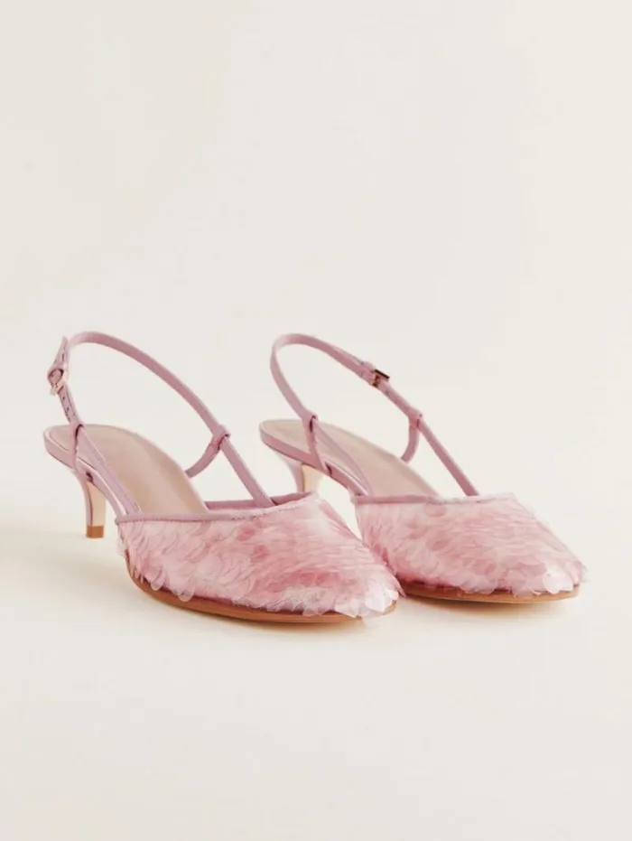 The Reformation Kendall Slingback Heel Magnolia Sequin 8211 WeddingsShoes