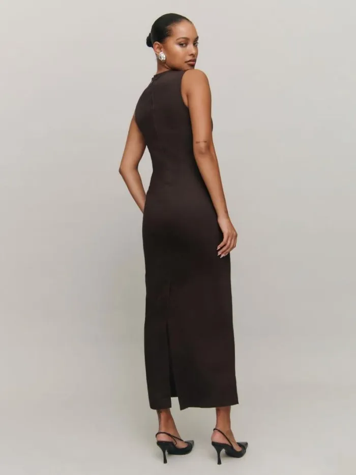 The Reformation Kendi Denim Midi Dress Mole 8211 Clothing