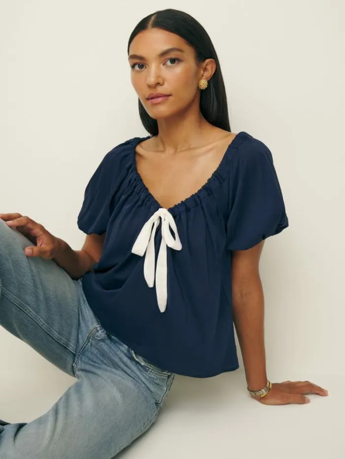 The Reformation Kenna Top Navy 8211 Clothing