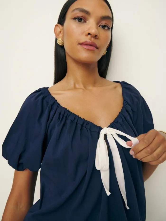 The Reformation Kenna Top Navy 8211 Clothing