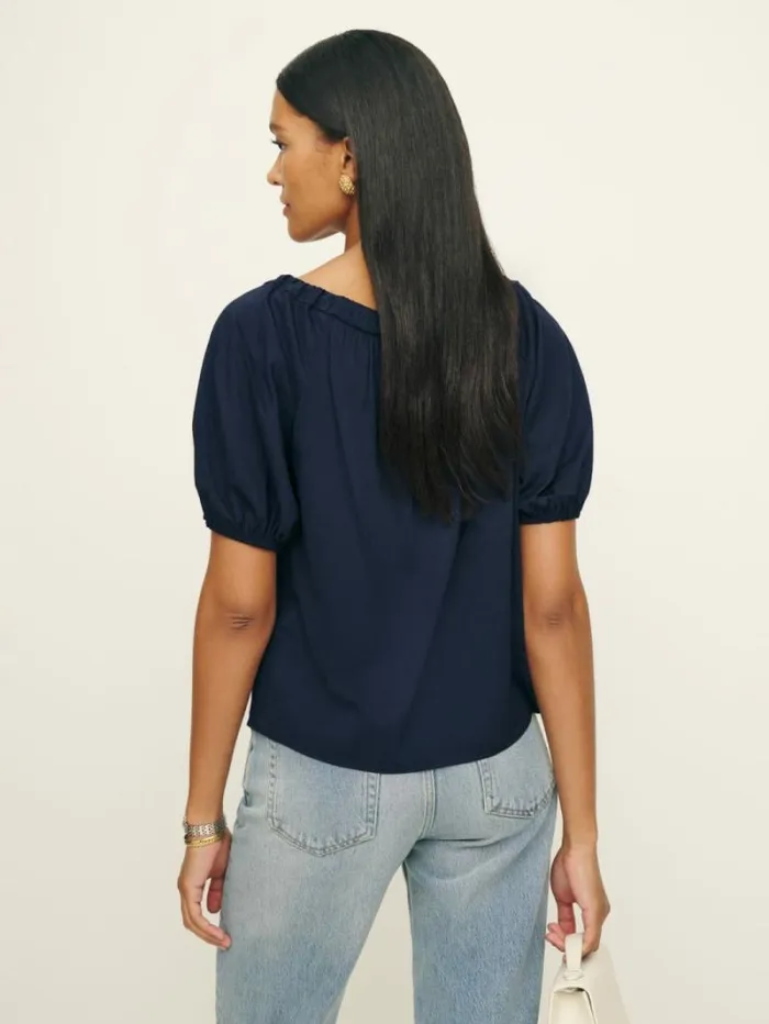 The Reformation Kenna Top Navy 8211 Clothing