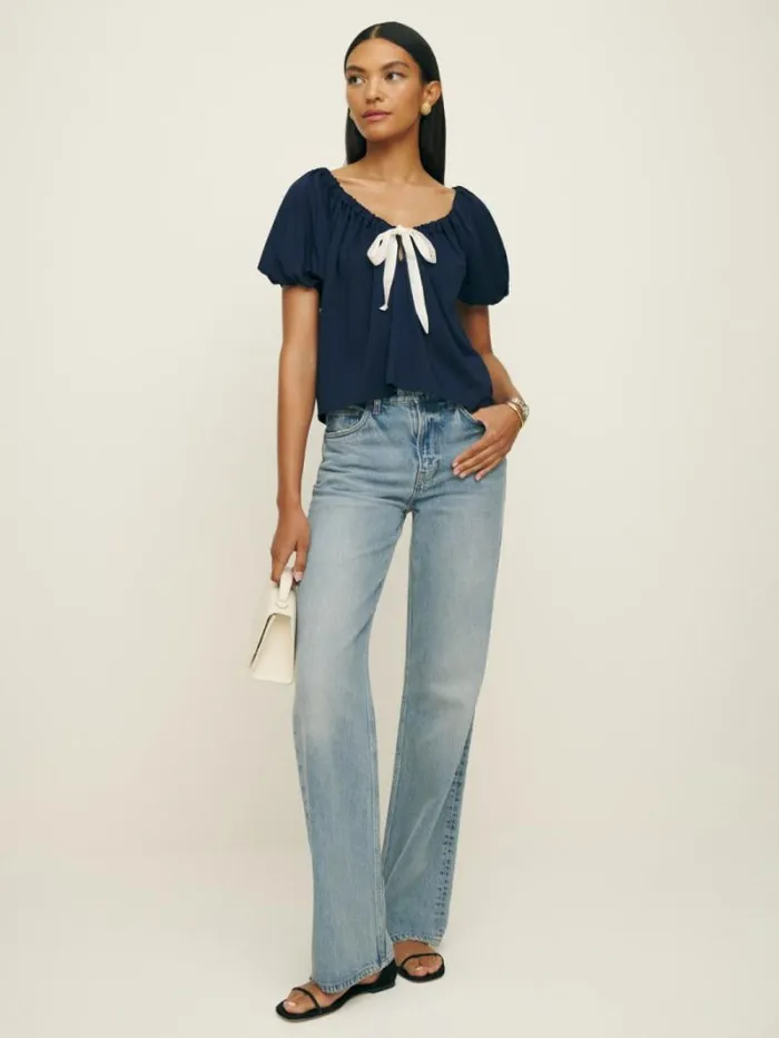 The Reformation Kenna Top Navy 8211 Clothing
