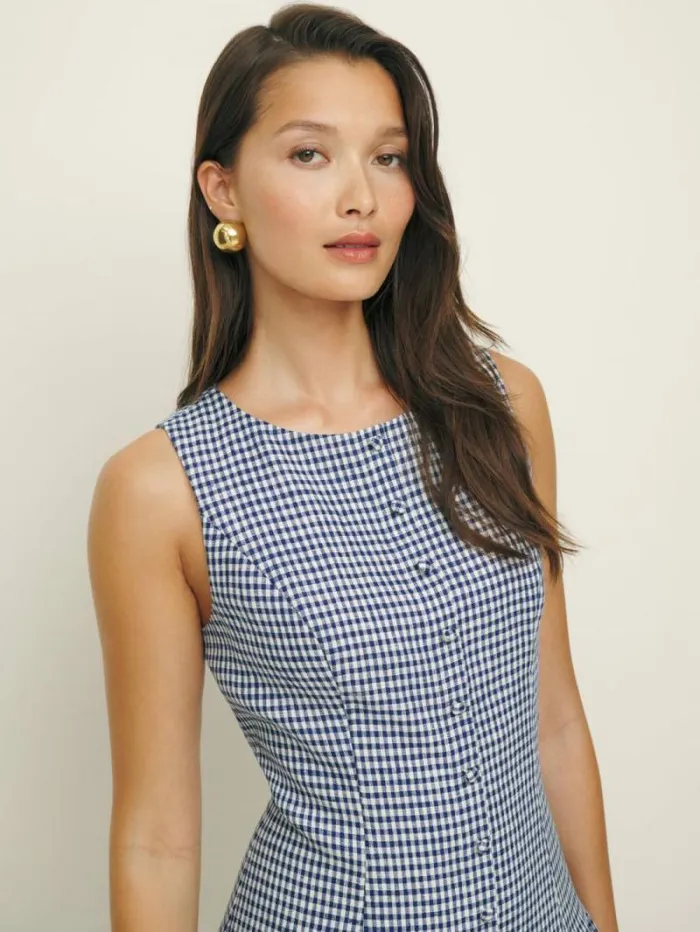The Reformation Keoni Linen Dress Challah Check 8211 Clothing