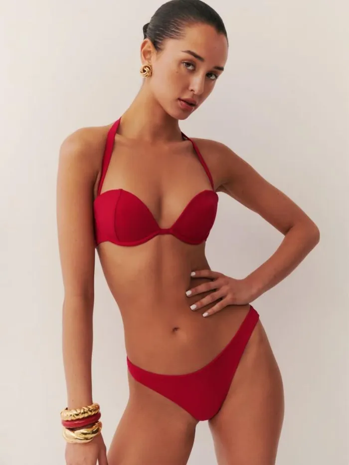 The Reformation Lago Bikini Top Lipstick 8211 Clothing