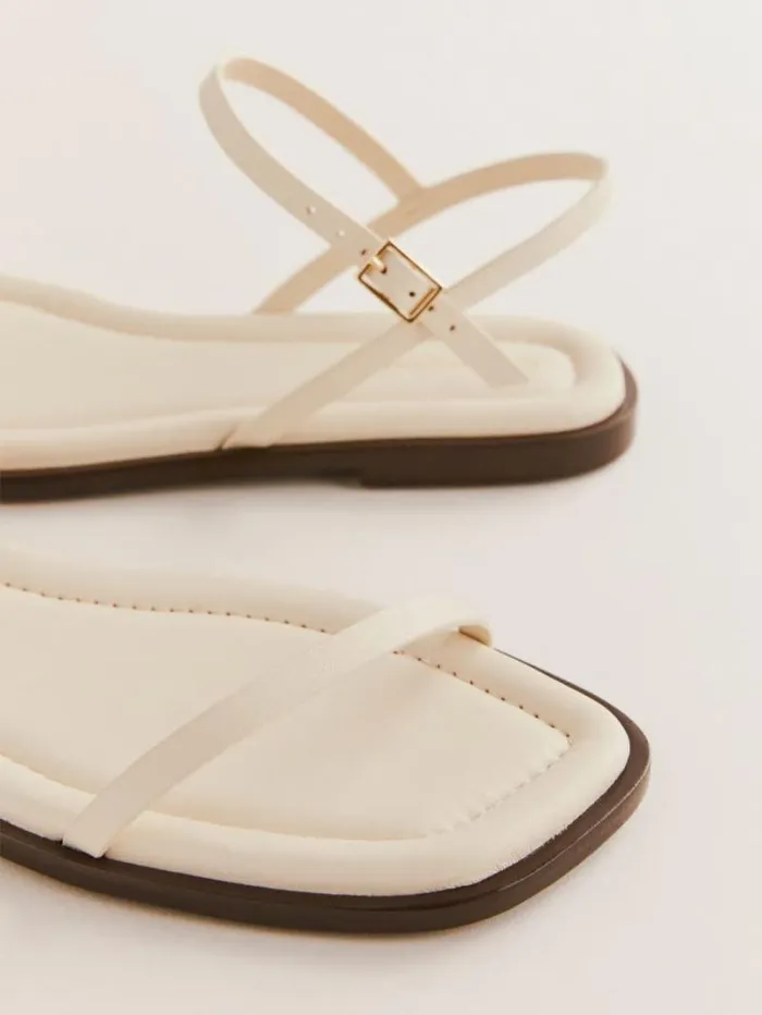 The Reformation Lake Flat Sandal Almond Leather 8211 Shoes