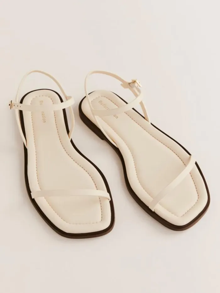 The Reformation Lake Flat Sandal Almond Leather 8211 Shoes