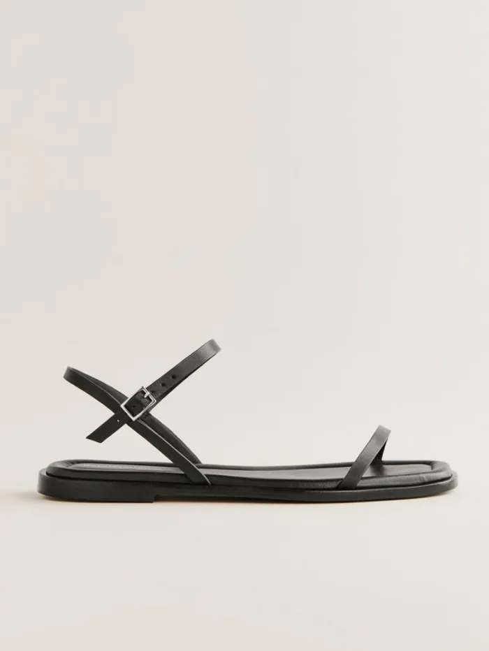 The Reformation Lake Flat Sandal Black Leather 8211 Shoes