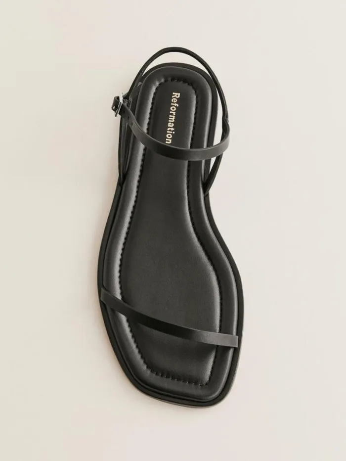 The Reformation Lake Flat Sandal Black Leather 8211 Shoes