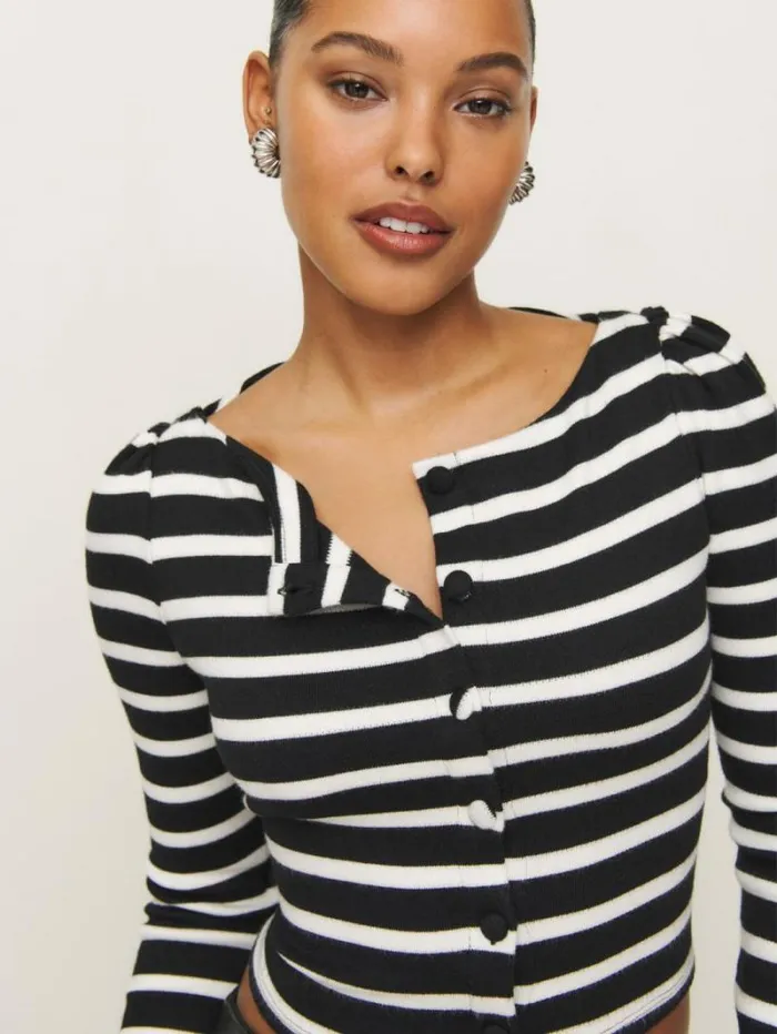 The Reformation Lennox Knit Top Black And White Stripe 8211 Clothing