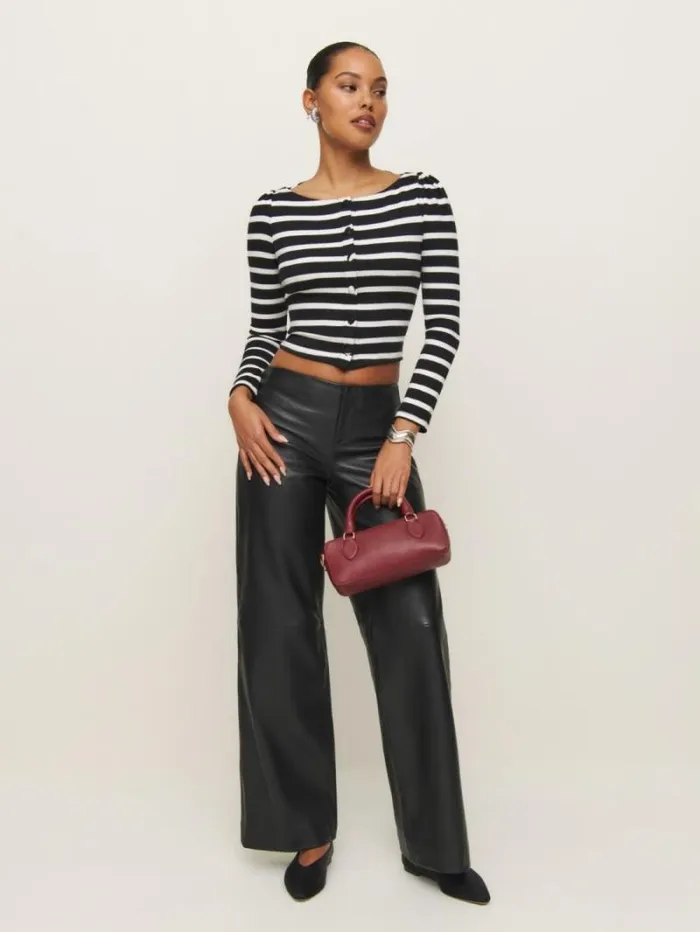 The Reformation Lennox Knit Top Black And White Stripe 8211 Clothing