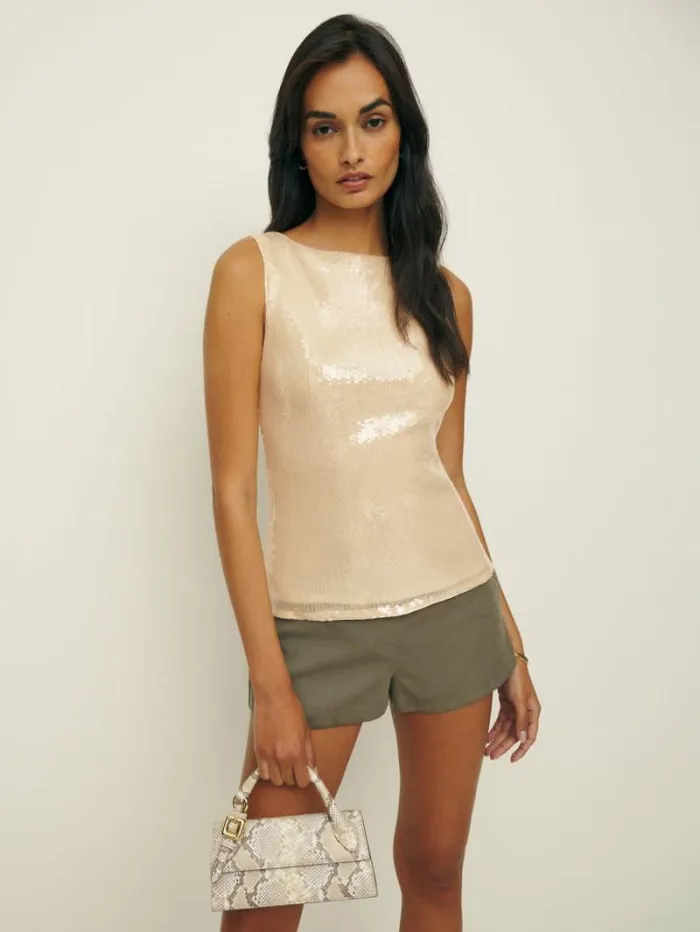 The Reformation Lisa Knit Top Ivory Sequin 8211 Clothing