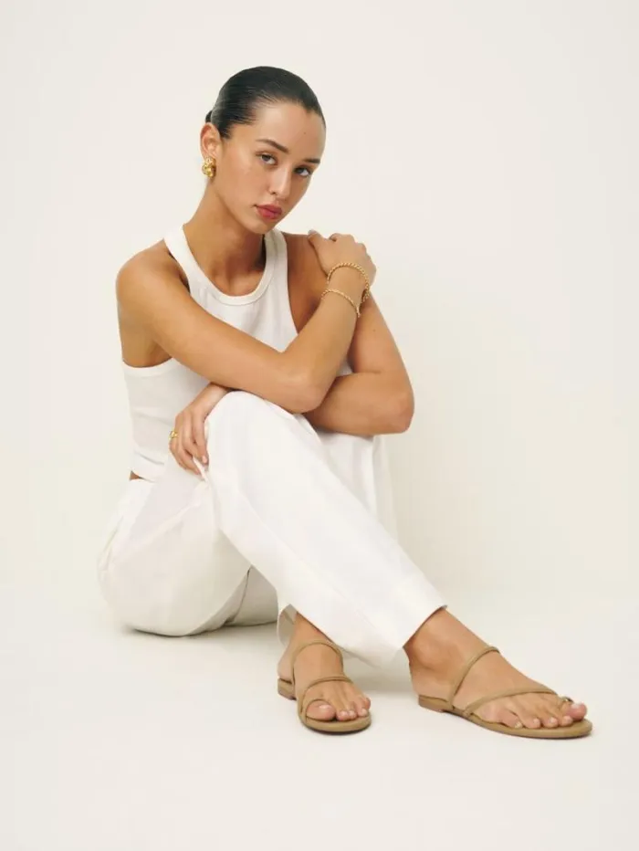 The Reformation Ludo Toe Ring Strappy Flat Sandal Cerignola Leather 8211 Shoes